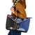 Custom Aotearoa and Samoa Rugby Leather Tote Bag Maori Warrior and Teuila Emblem-Tatau with Taniko Art