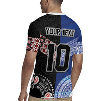 Custom Aotearoa and Samoa Rugby Rugby Jersey Maori Warrior and Teuila Emblem-Tatau with Taniko Art