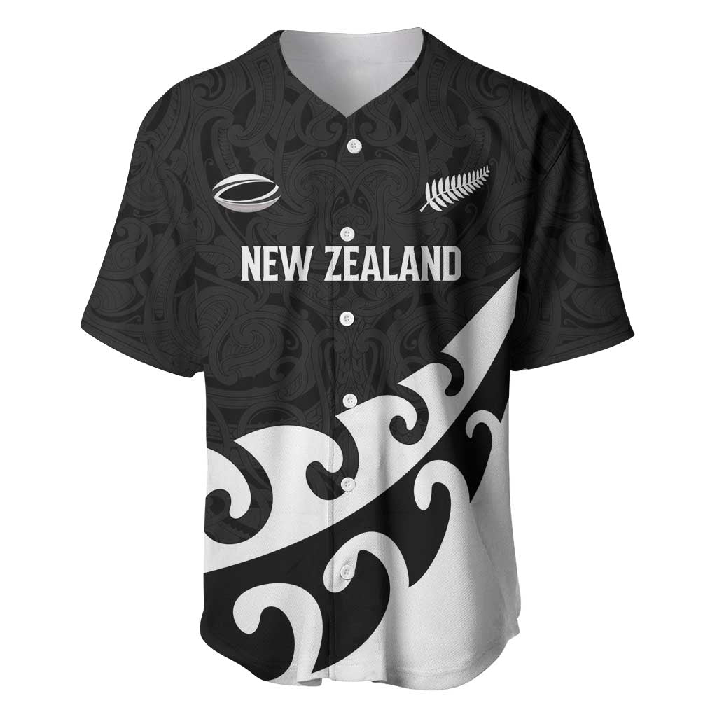 Custom NZ Rugby Baseball Jersey Koru and Silver Fern Sporty Style