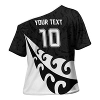 Custom NZ Rugby Cross Shoulder Shirt Koru and Silver Fern Sporty Style