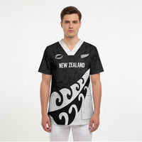 Custom NZ Rugby Scrub Top Koru and Silver Fern Sporty Style