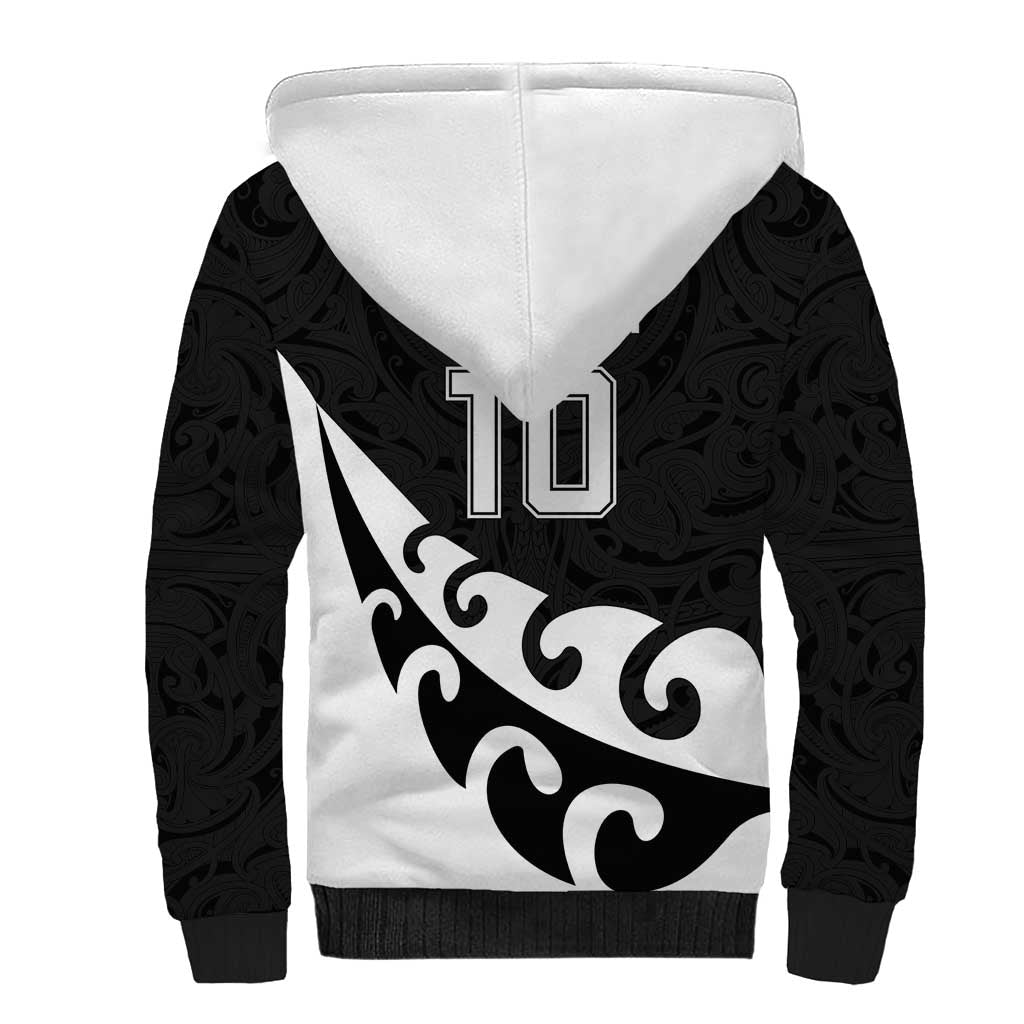 Custom NZ Rugby Sherpa Hoodie Koru and Silver Fern Sporty Style