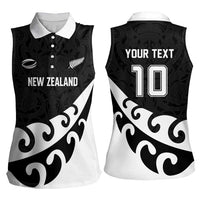 Custom NZ Rugby Women Sleeveless Polo Shirt Koru and Silver Fern Sporty Style