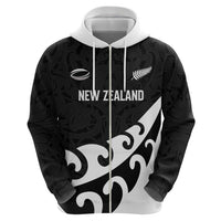 Custom NZ Rugby Zip Hoodie Koru and Silver Fern Sporty Style