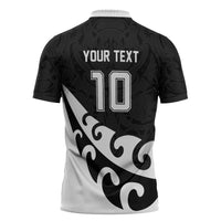 Custom NZ Rugby Zipper Polo Shirt Koru and Silver Fern Sporty Style