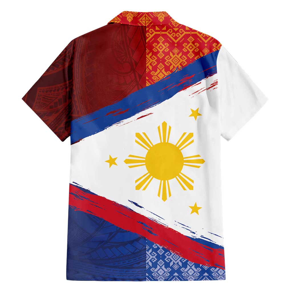 Philippines National Flag Day Family Matching Long Sleeve Bodycon Dress and Hawaiian Shirt Polynesian and Yakan Tattoo Brush Style LT03 - Polynesian Pride