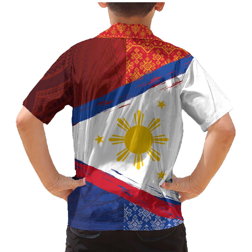Philippines National Flag Day Family Matching Mermaid Dress and Hawaiian Shirt Polynesian and Yakan Tattoo Brush Style LT03 - Polynesian Pride