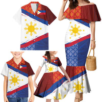 Philippines National Flag Day Family Matching Mermaid Dress and Hawaiian Shirt Polynesian and Yakan Tattoo Brush Style LT03 - Polynesian Pride