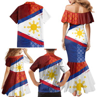Philippines National Flag Day Family Matching Mermaid Dress and Hawaiian Shirt Polynesian and Yakan Tattoo Brush Style LT03 - Polynesian Pride