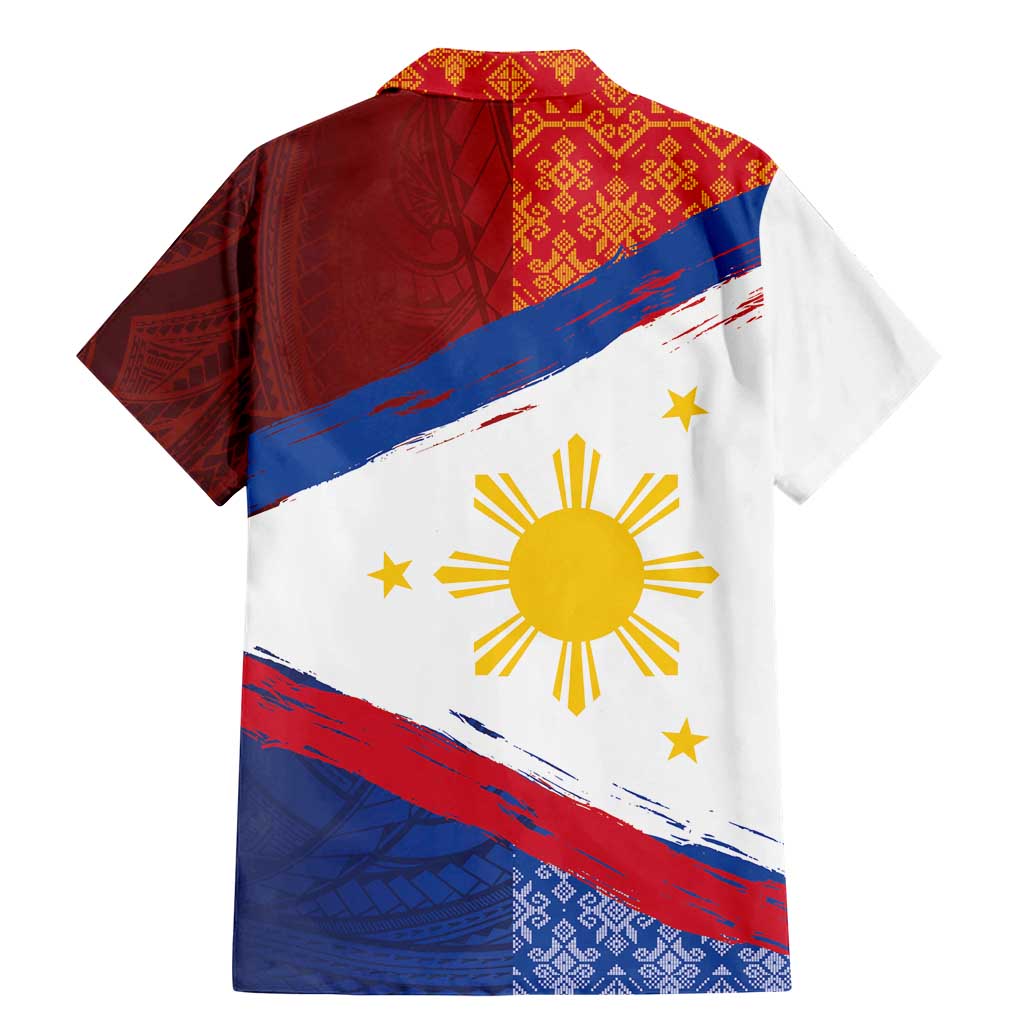Philippines National Flag Day Family Matching Mermaid Dress and Hawaiian Shirt Polynesian and Yakan Tattoo Brush Style LT03 - Polynesian Pride