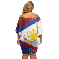 Philippines National Flag Day Family Matching Off Shoulder Short Dress and Hawaiian Shirt Polynesian and Yakan Tattoo Brush Style LT03 - Polynesian Pride