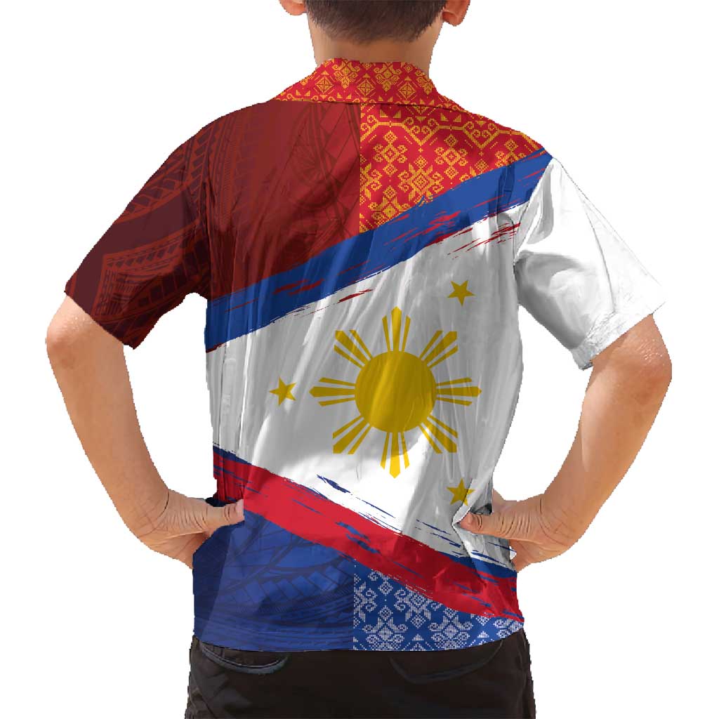 Philippines National Flag Day Family Matching Puletasi and Hawaiian Shirt Polynesian and Yakan Tattoo Brush Style LT03 - Polynesian Pride