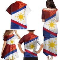 Philippines National Flag Day Family Matching Puletasi and Hawaiian Shirt Polynesian and Yakan Tattoo Brush Style LT03 - Polynesian Pride