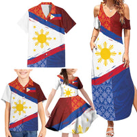 Philippines National Flag Day Family Matching Summer Maxi Dress and Hawaiian Shirt Polynesian and Yakan Tattoo Brush Style LT03 - Polynesian Pride