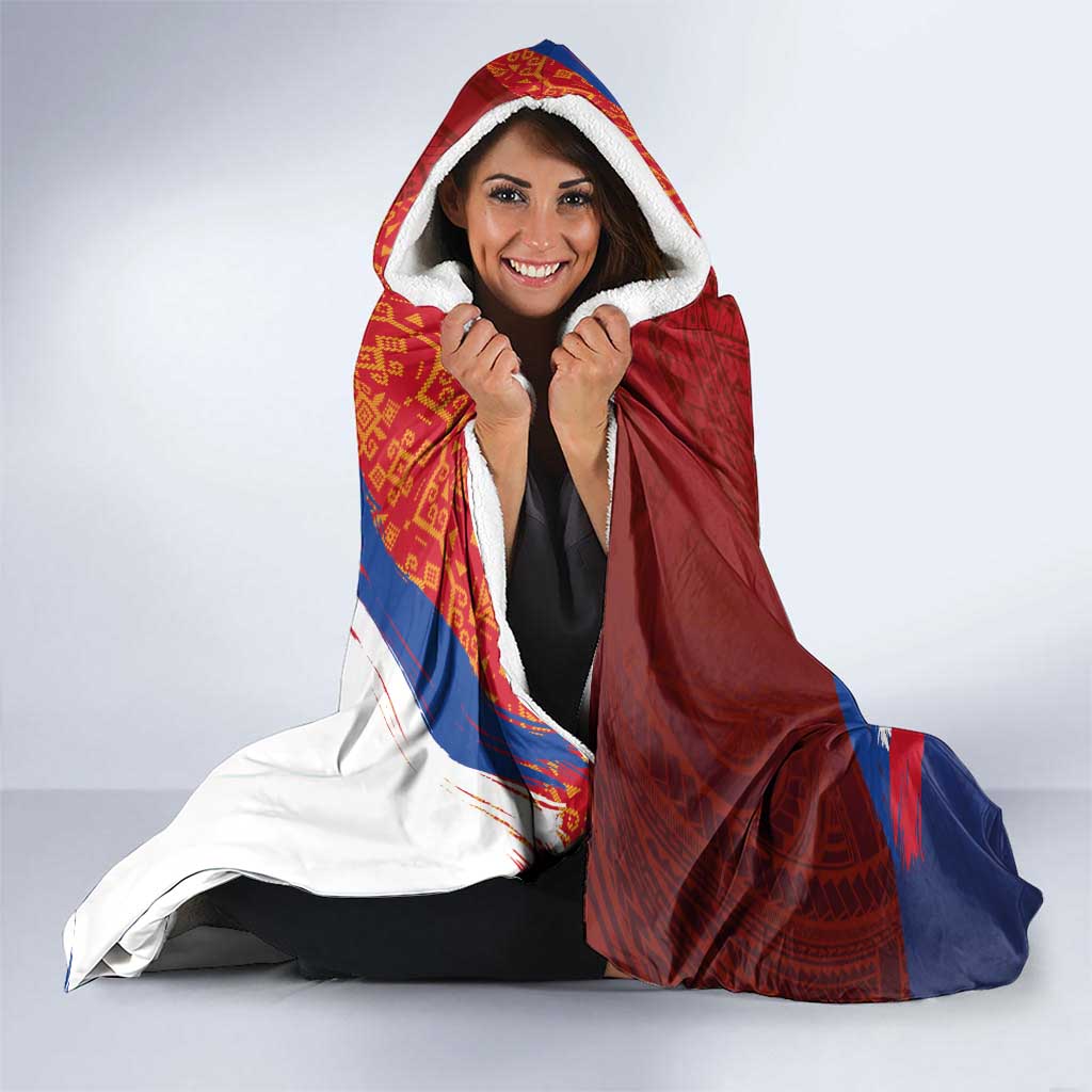 Philippines National Flag Day Hooded Blanket Polynesian and Yakan Tattoo Brush Style