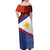 Philippines National Flag Day Off Shoulder Maxi Dress Polynesian and Yakan Tattoo Brush Style