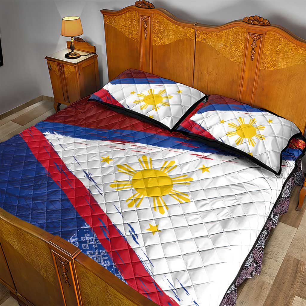 Philippines National Flag Day Quilt Bed Set Polynesian and Yakan Tattoo Brush Style LT03 - Polynesian Pride