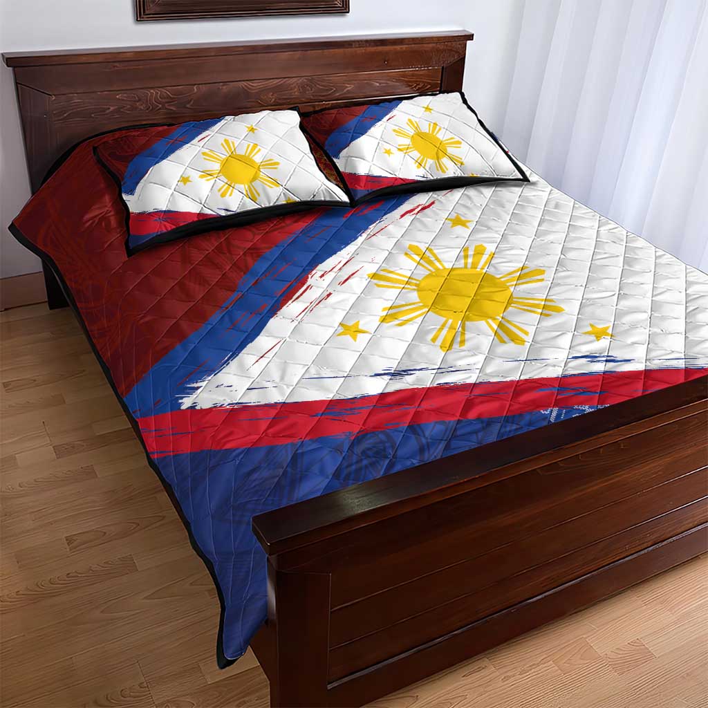 Philippines National Flag Day Quilt Bed Set Polynesian and Yakan Tattoo Brush Style LT03 - Polynesian Pride