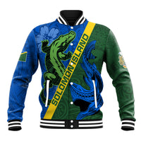 Solomon Island Crocodile and Shark Baseball Jacket Polynesian Pattern LT03 Unisex Blue - Polynesian Pride