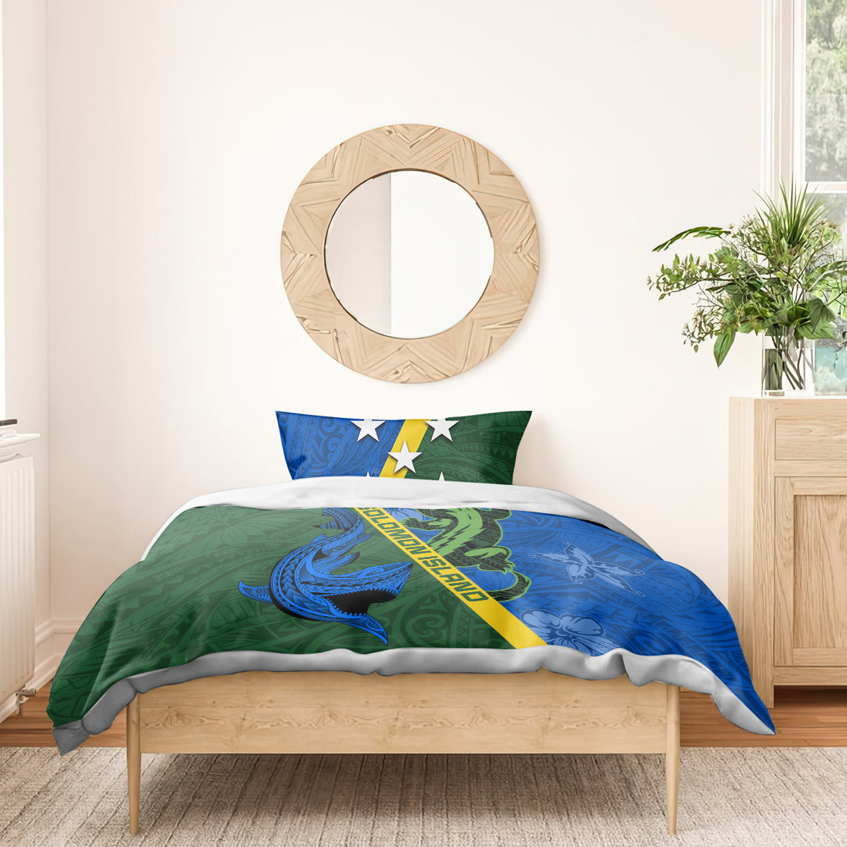 Solomon Island Crocodile and Shark Bedding Set Polynesian Pattern