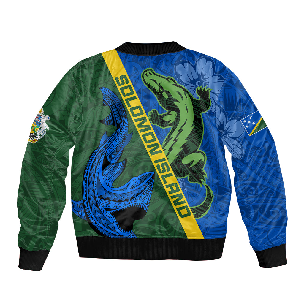 Solomon Island Crocodile and Shark Bomber Jacket Polynesian Pattern LT03 - Polynesian Pride