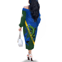 Solomon Island Crocodile and Shark Family Matching Off The Shoulder Long Sleeve Dress and Hawaiian Shirt Polynesian Pattern