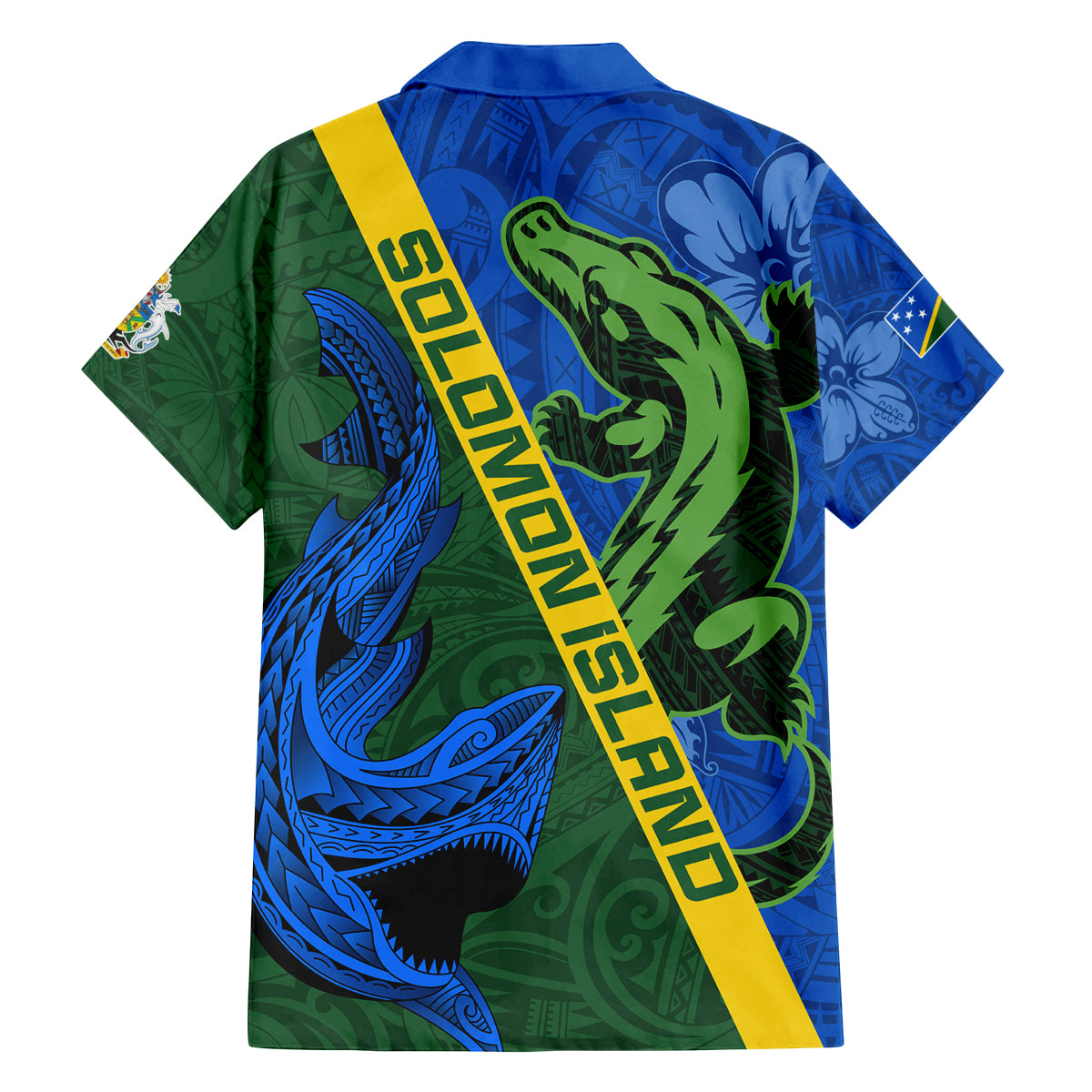 Solomon Island Crocodile and Shark Family Matching Off Shoulder Short Dress and Hawaiian Shirt Polynesian Pattern LT03 - Polynesian Pride