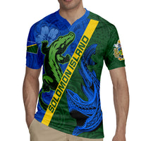 Solomon Island Crocodile and Shark Rugby Jersey Polynesian Pattern