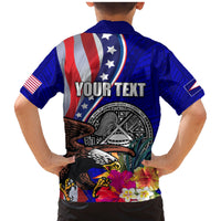 Personalised American Samoa and United States Family Matching Mermaid Dress and Hawaiian Shirt Bald Eagle and Seal Hibiscus Polynesian Pattern LT03 - Polynesian Pride