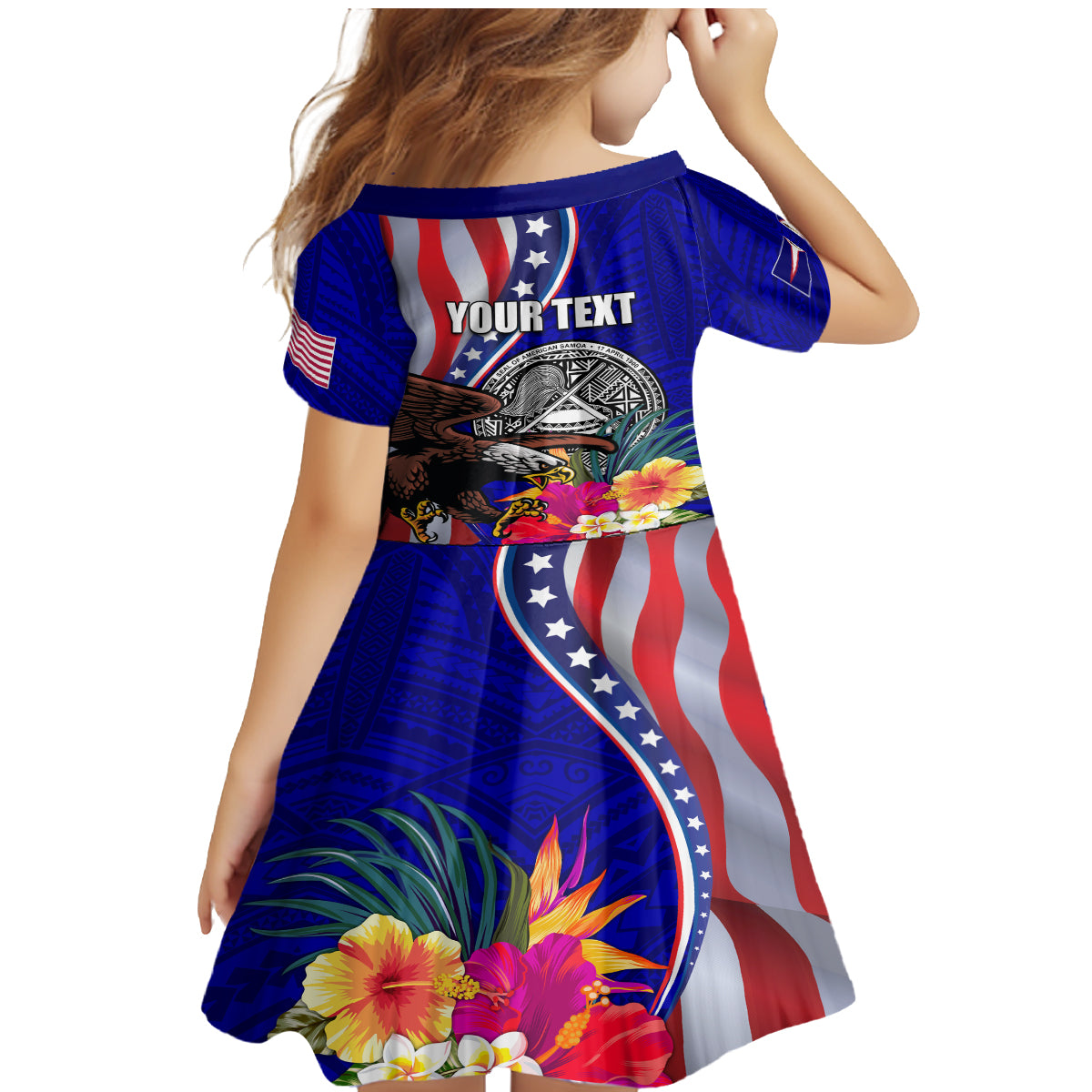 Personalised American Samoa and United States Family Matching Mermaid Dress and Hawaiian Shirt Bald Eagle and Seal Hibiscus Polynesian Pattern LT03 - Polynesian Pride