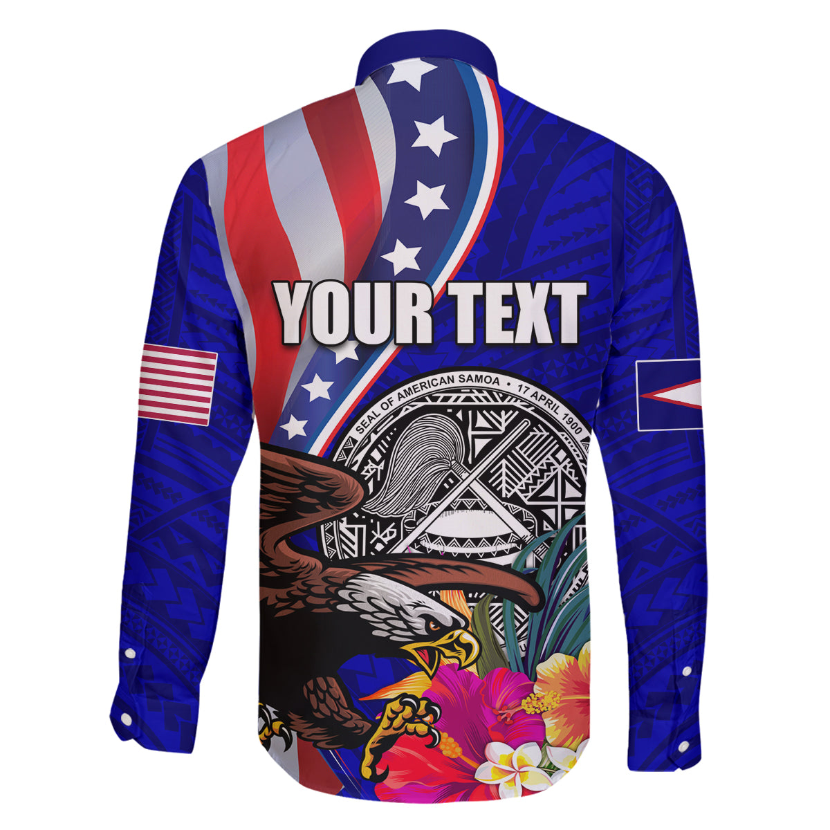 Personalised American Samoa and United States Family Matching Mermaid Dress and Hawaiian Shirt Bald Eagle and Seal Hibiscus Polynesian Pattern LT03 - Polynesian Pride