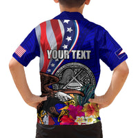 Personalised American Samoa and United States Family Matching Tank Maxi Dress and Hawaiian Shirt Bald Eagle and Seal Hibiscus Polynesian Pattern LT03 - Polynesian Pride