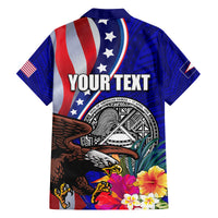 Personalised American Samoa and United States Family Matching Tank Maxi Dress and Hawaiian Shirt Bald Eagle and Seal Hibiscus Polynesian Pattern LT03 - Polynesian Pride