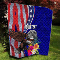 Personalised American Samoa and United States Quilt Bald Eagle and Seal Hibiscus Polynesian Pattern