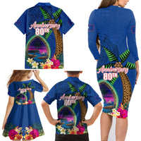 Guam Liberation Day 80th Anniversary Family Matching Long Sleeve Bodycon Dress and Hawaiian Shirt Palm Tree and Seal Artwork Hibiscus Polynesian Pattern LT03 - Polynesian Pride