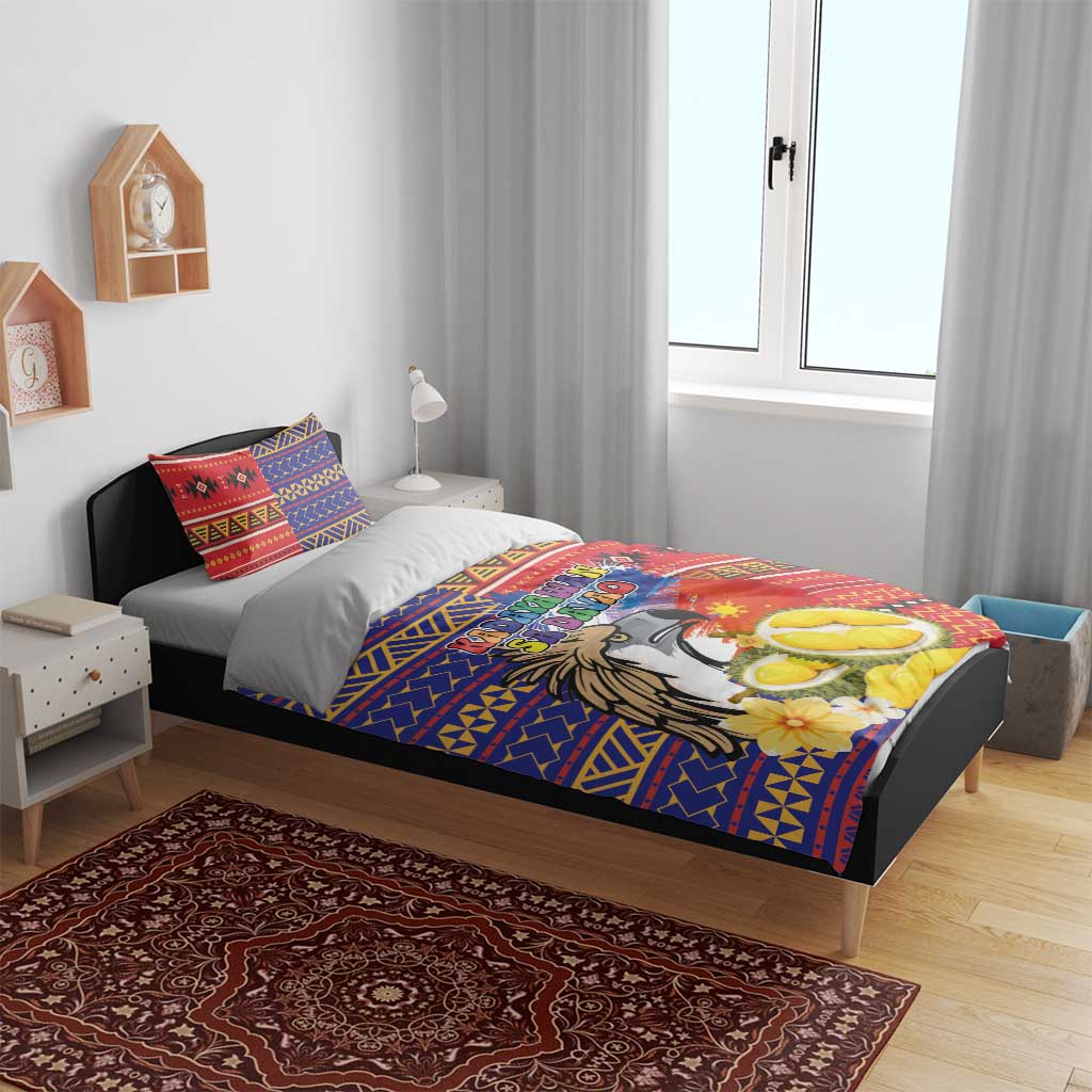 Philippines Kadayawan Bedding Set Filipino Eagle Durian with Polynesian and Igorots Pattern