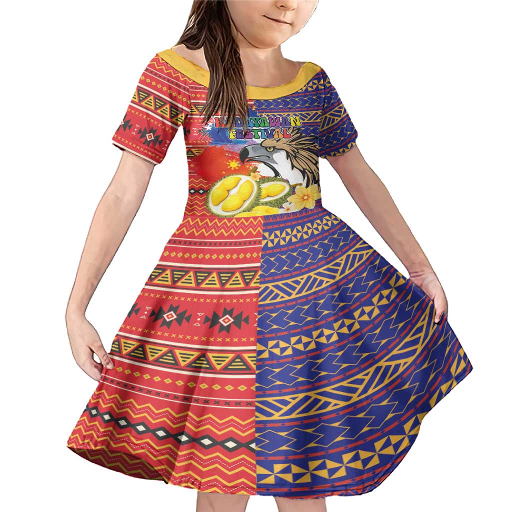 Philippines Kadayawan Family Matching Mermaid Dress and Hawaiian Shirt Filipino Eagle Durian with Polynesian and Igorots Pattern