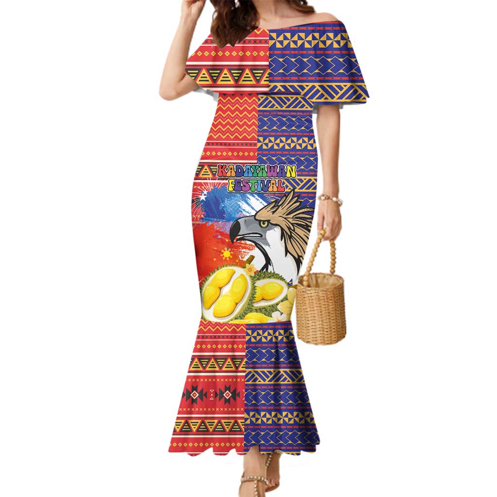 Philippines Kadayawan Family Matching Mermaid Dress and Hawaiian Shirt Filipino Eagle Durian with Polynesian and Igorots Pattern