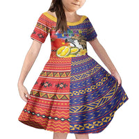 Philippines Kadayawan Family Matching Off Shoulder Short Dress and Hawaiian Shirt Filipino Eagle Durian with Polynesian and Igorots Pattern