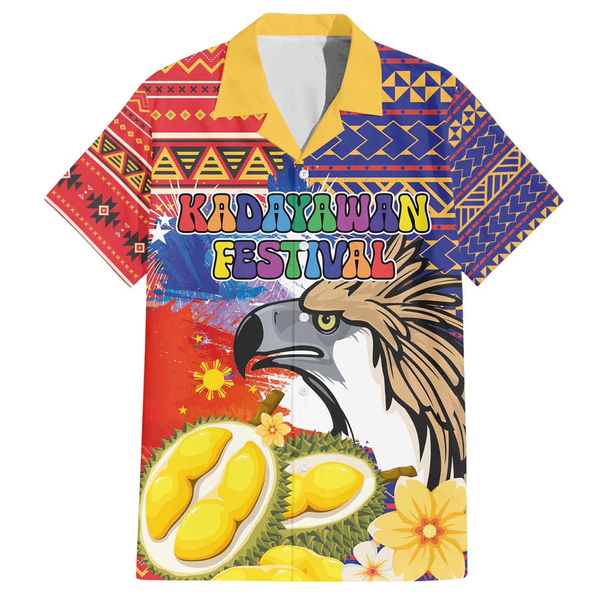 Philippines Kadayawan Family Matching Puletasi and Hawaiian Shirt Filipino Eagle Durian with Polynesian and Igorots Pattern
