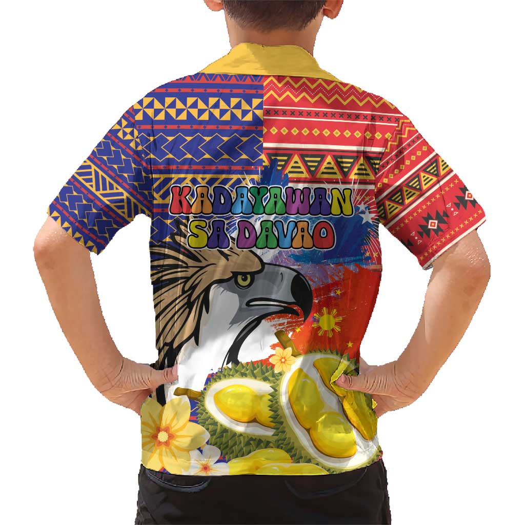 Philippines Kadayawan Family Matching Short Sleeve Bodycon Dress and Hawaiian Shirt Filipino Eagle Durian with Polynesian and Igorots Pattern
