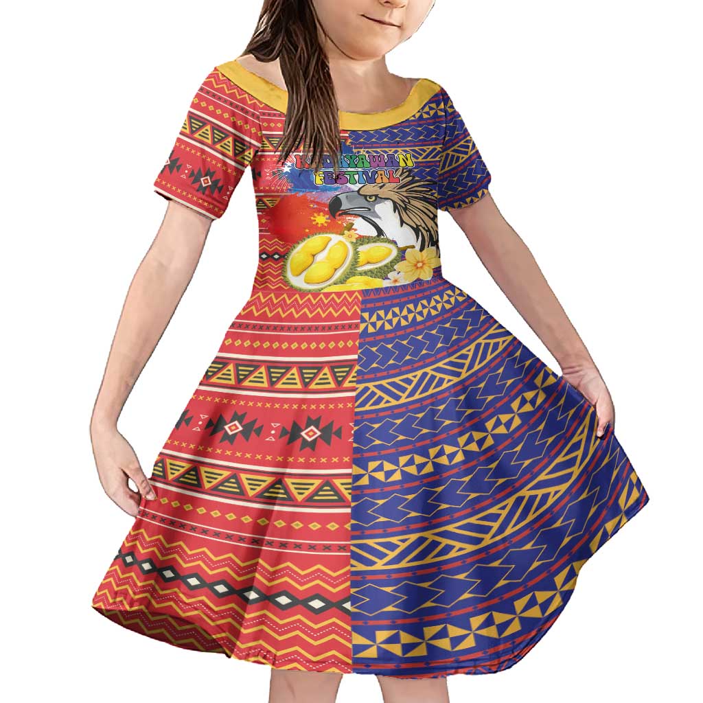 Philippines Kadayawan Family Matching Tank Maxi Dress and Hawaiian Shirt Filipino Eagle Durian with Polynesian and Igorots Pattern