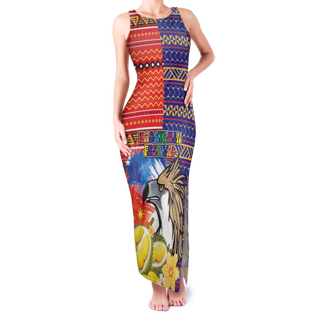 Philippines Kadayawan Family Matching Tank Maxi Dress and Hawaiian Shirt Filipino Eagle Durian with Polynesian and Igorots Pattern