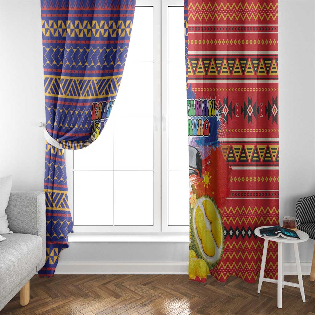 Philippines Kadayawan Window Curtain Filipino Eagle Durian with Polynesian and Igorots Pattern