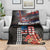 Hawaii Statehood Day Blanket 50th state of the United States Kakau Tattoos and Hibiscus Grunge - Polynesian Pride