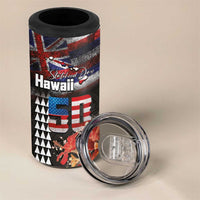 Hawaii Statehood Day 4 in 1 Can Cooler Tumbler 50th state of the United States Kakau Tattoos and Hibiscus Grunge LT03 - Polynesian Pride