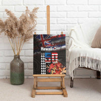 Hawaii Statehood Day Canvas Wall Art 50th state of the United States Kakau Tattoos and Hibiscus Grunge LT03 - Polynesian Pride