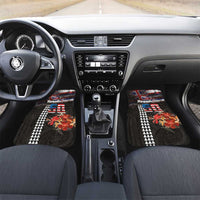 Hawaii Statehood Day Car Mats 50th state of the United States Kakau Tattoos and Hibiscus Grunge LT03 Set 2pcs - Front Black - Polynesian Pride