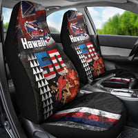 Hawaii Statehood Day Car Seat Cover 50th state of the United States Kakau Tattoos and Hibiscus Grunge LT03 - Polynesian Pride