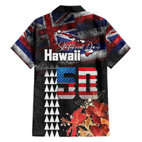 Hawaii Statehood Day Family Matching Summer Maxi Dress and Hawaiian Shirt 50th state of the United States Kakau Tattoos and Hibiscus Grunge LT03 - Polynesian Pride